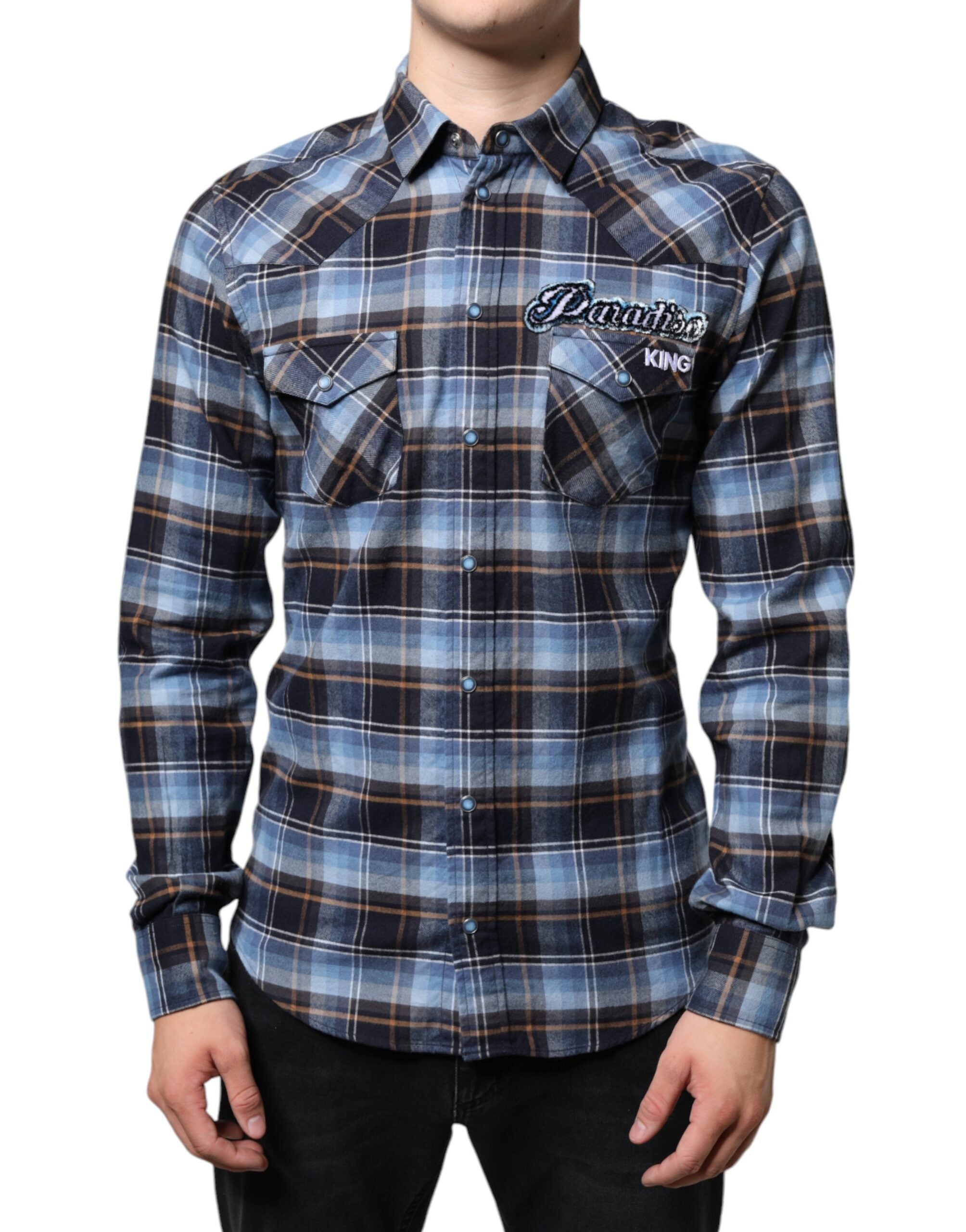 Dolce & Gabbana Multicolor Checked Paradiso Patch Slim Fit Shirt